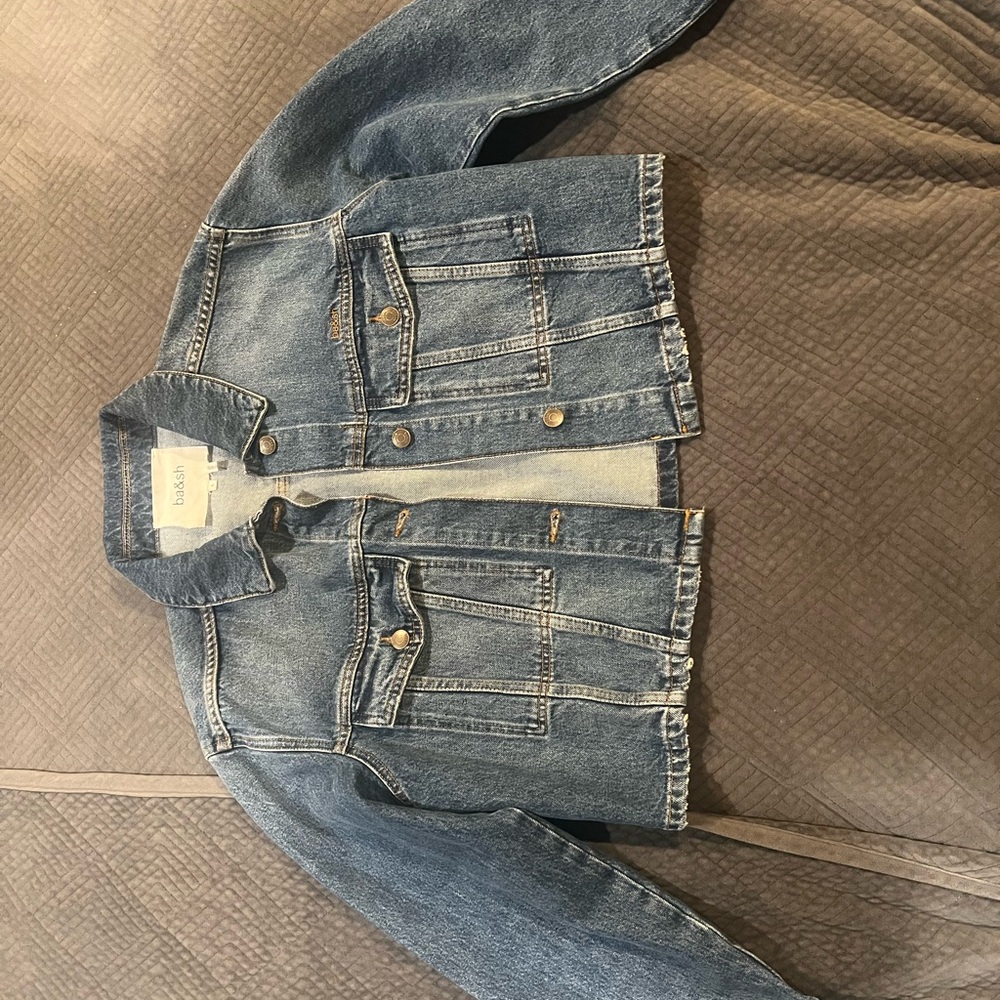 ba&sh Cropped Denim Jacket size L - Picture 3 of 7
